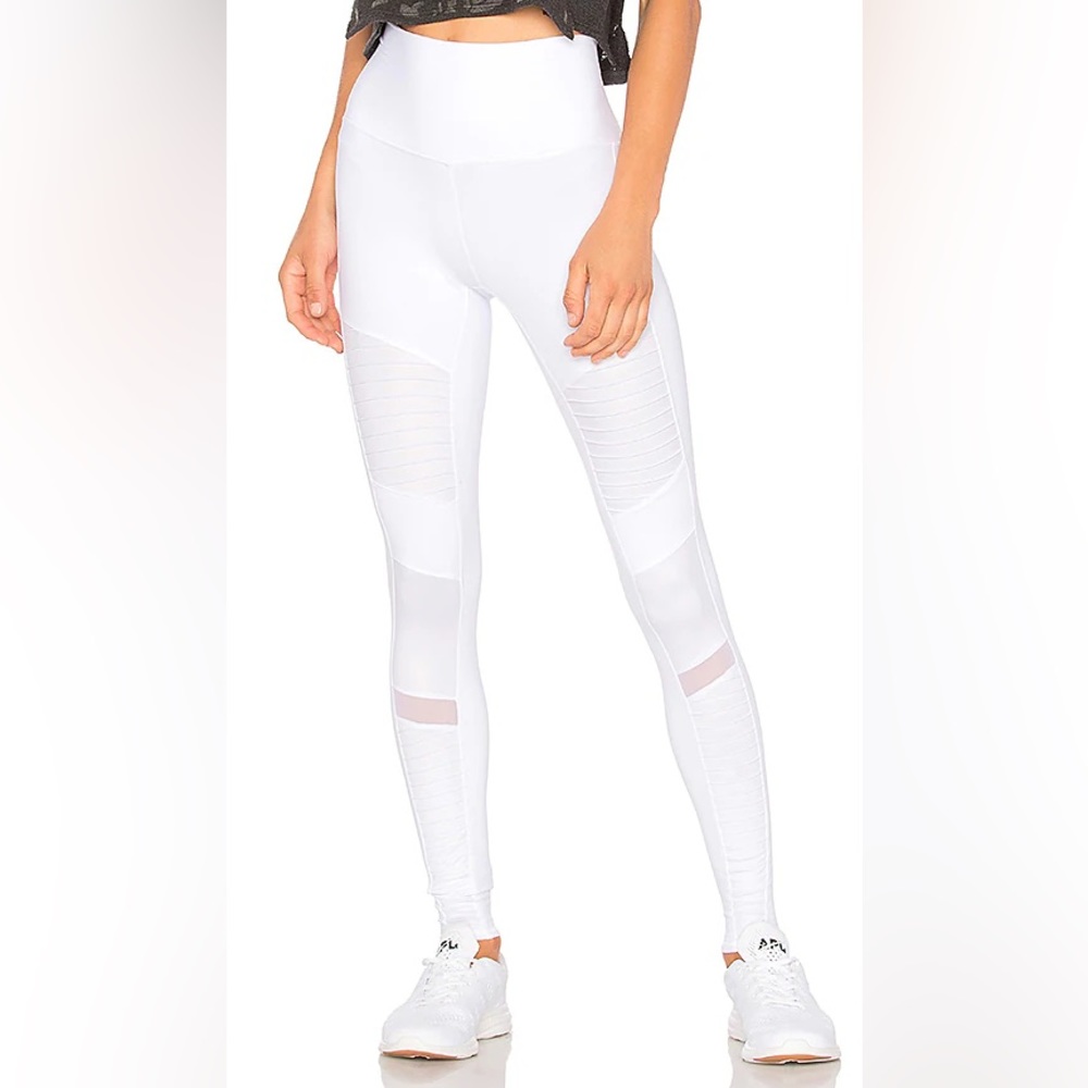 High-Waist Moto Sport Leggings with Mesh Panels